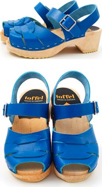 Blue 'Peep Toe Child' shoes by Swedish Hasbeens
