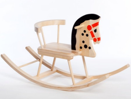 Wooden rocking horse featured on Bambino Goodies