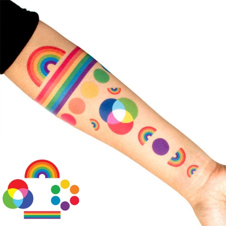 Rainbow temporary tattoo set featured on Bambino Goodies