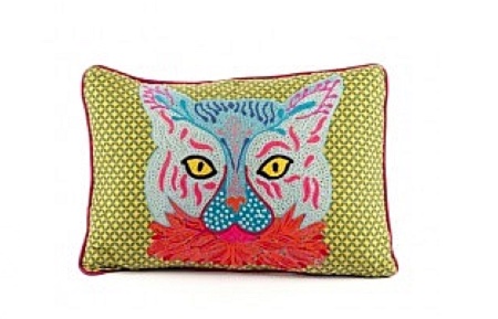 embroidered cat cushion at Plumo