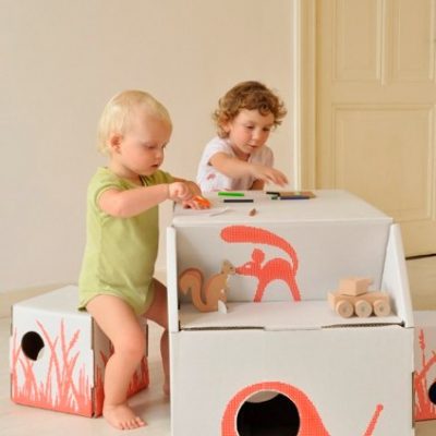 Hot Buy of the Day: Recycled Cardboard Desk & Stools Set by Kids On Roof