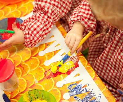 Red Jelly Kids retro painting smock