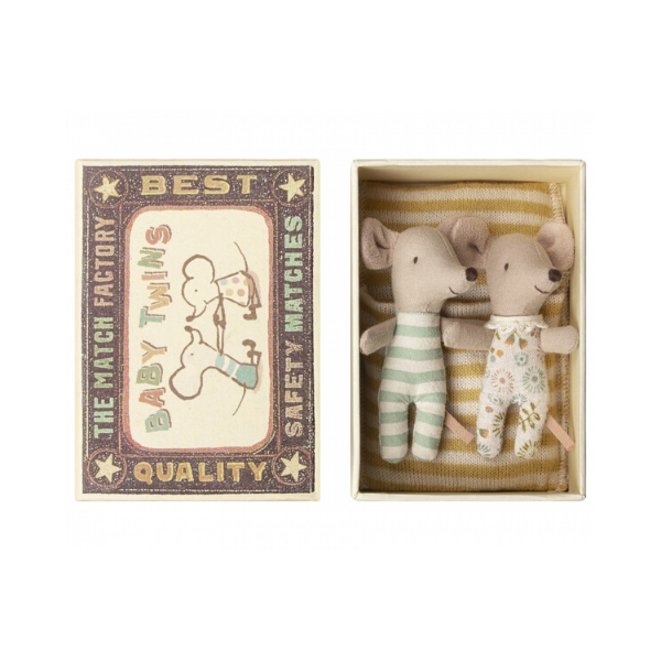 Maileg Baby Twin Mice in Matchbox, £21.50, Hurn & Hurn.