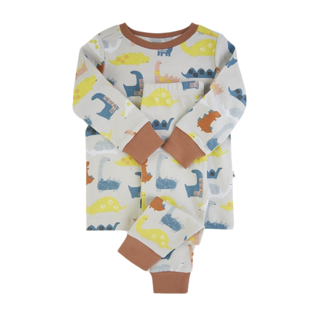 Dinosaur-print organic pyjamas, £20, Kidly.