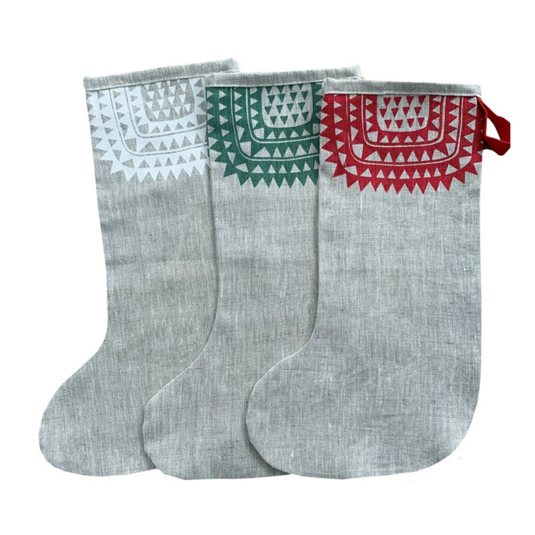 Roddy & Ginger linen stocking, £25, Etsy.